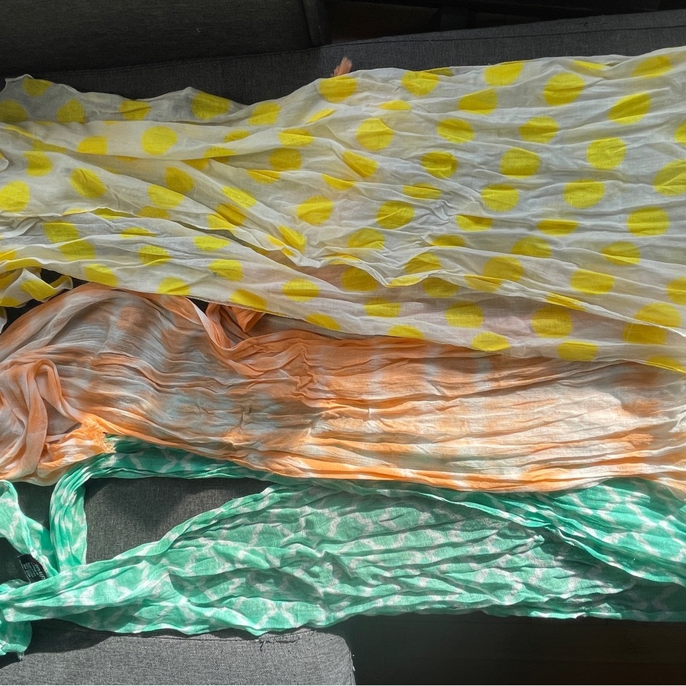 3 light weight long scarfs